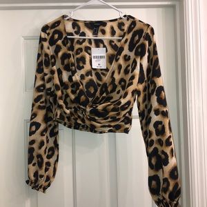 Forever 21 Cheetah Long sleeve Crop top.